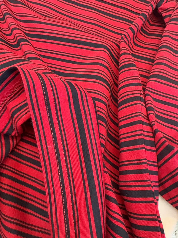 Miumiu 2025 Striped Long-sleeved T-shirt Red Cotton