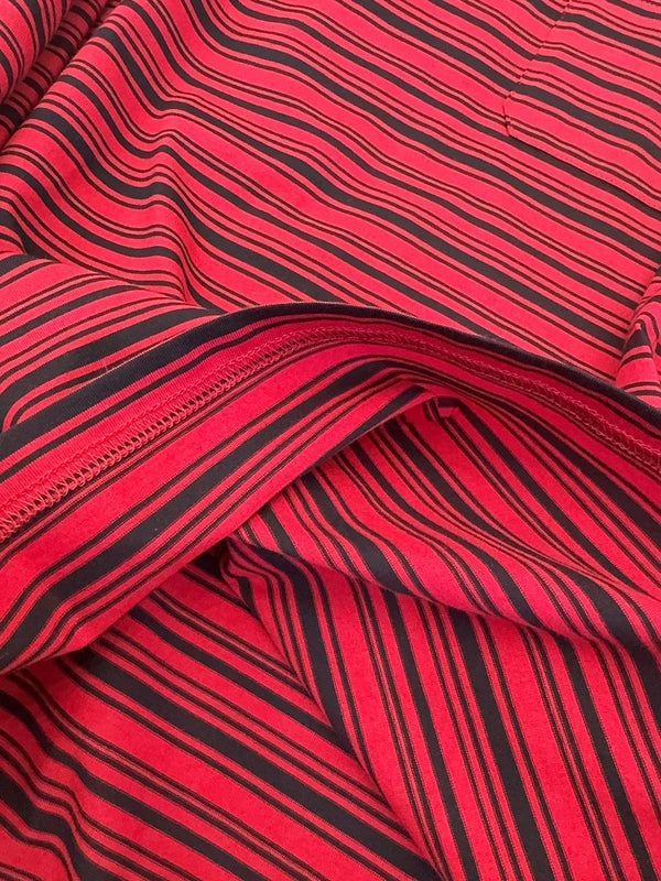 Miumiu 2025 Striped Long-sleeved T-shirt Red Cotton