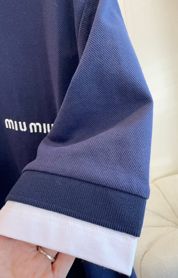 Miumiu 2025 Polo Shirt navy Blue Cotton