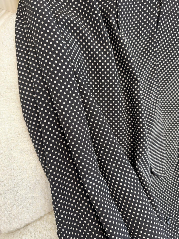 YSL 2025 Polka Dot Shirt Black mix White Silk