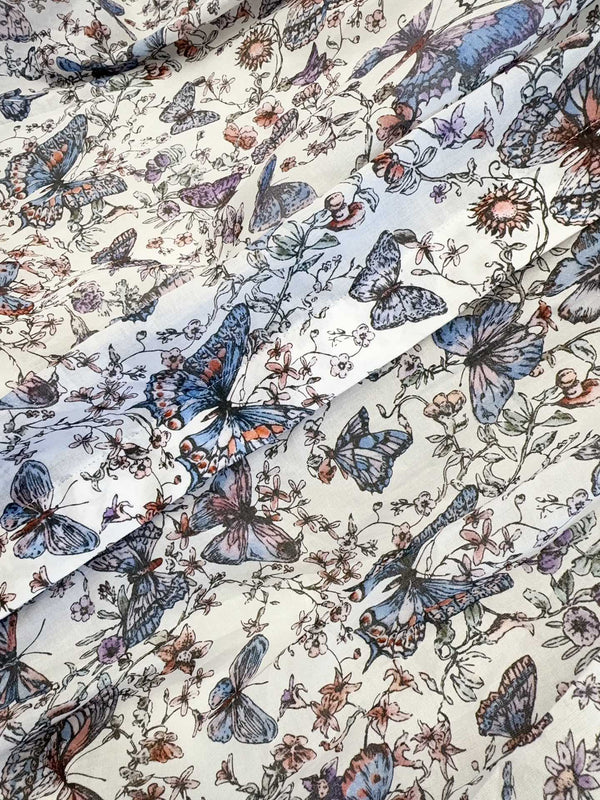 CD 2025 Butterfly Floral Print Dress Multicolor Cotton