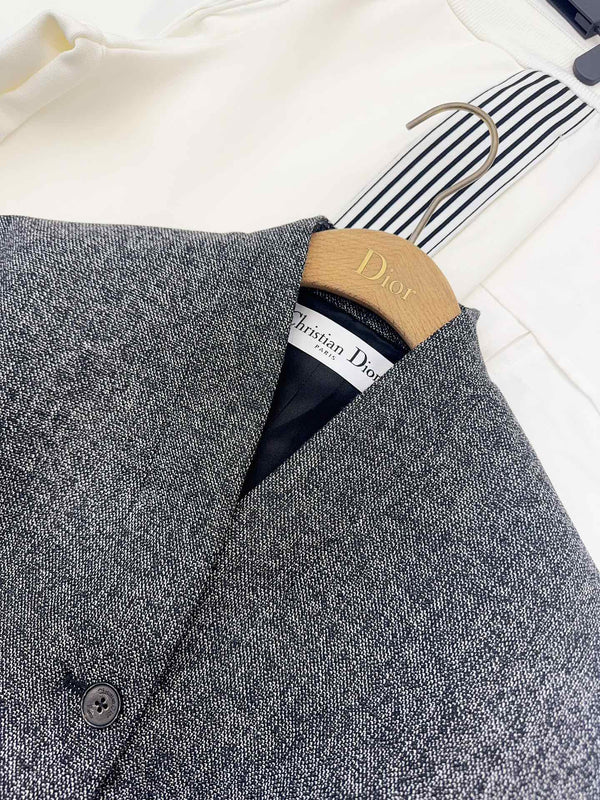 CD 25 Floral V-neck Jacket Gray Cotton