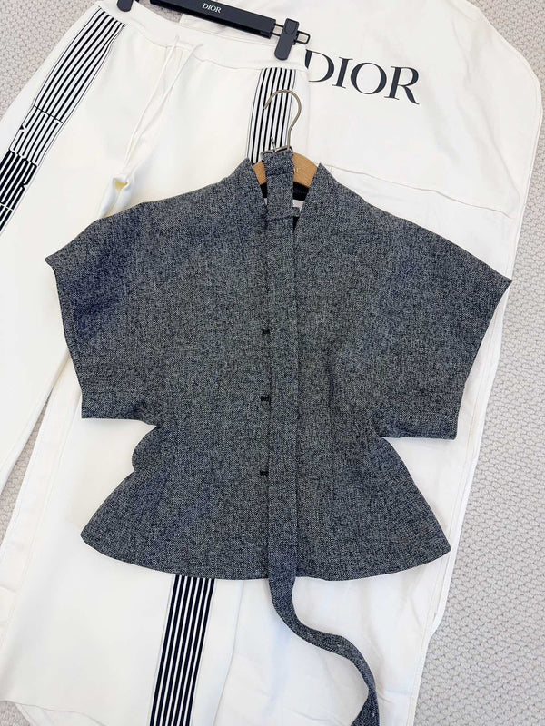 CD 25 Floral V-neck Jacket Gray Cotton