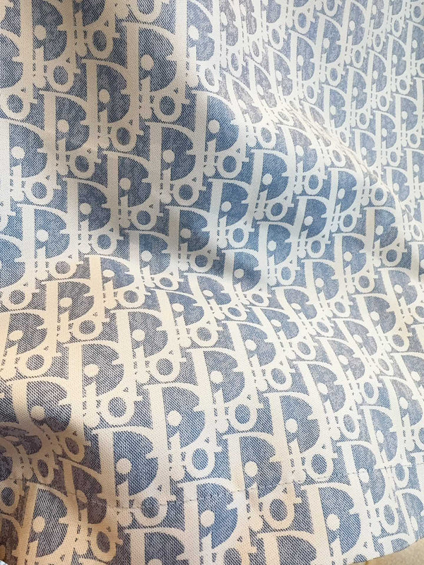CD 25 Monogram Set Blue Jacquard Fabric