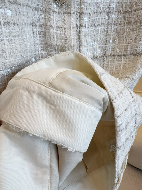 CC 2025 Vest Beige Apricot Tweed Fabric