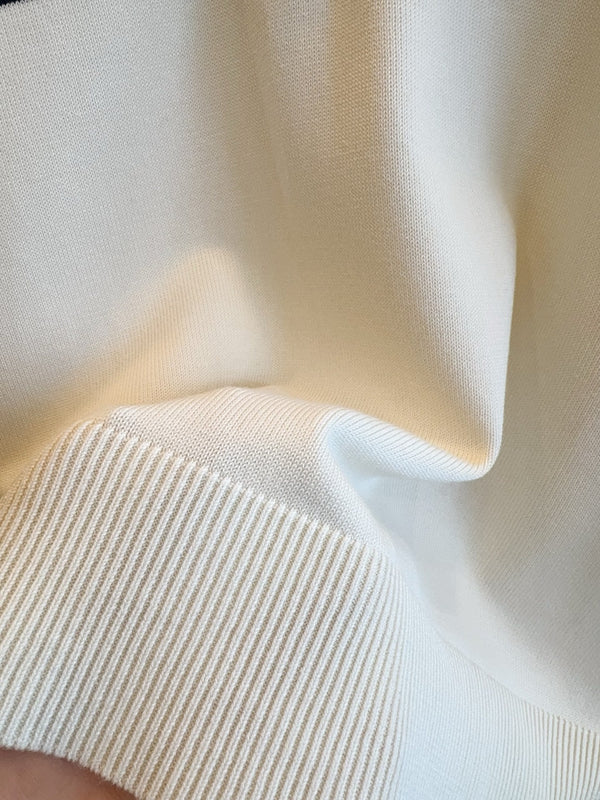 Celine 25 Polo Long Sleeves Shirt White Silk Cotton