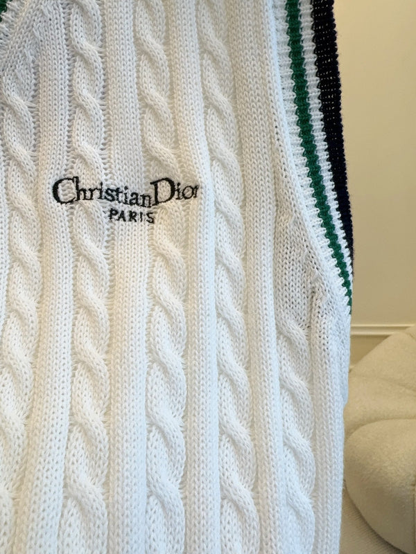 CD 25 V-neck Vest White Silk Cotton