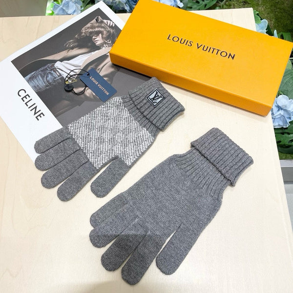 LV GLOVES IN DOVE GRAY WOOL 462427