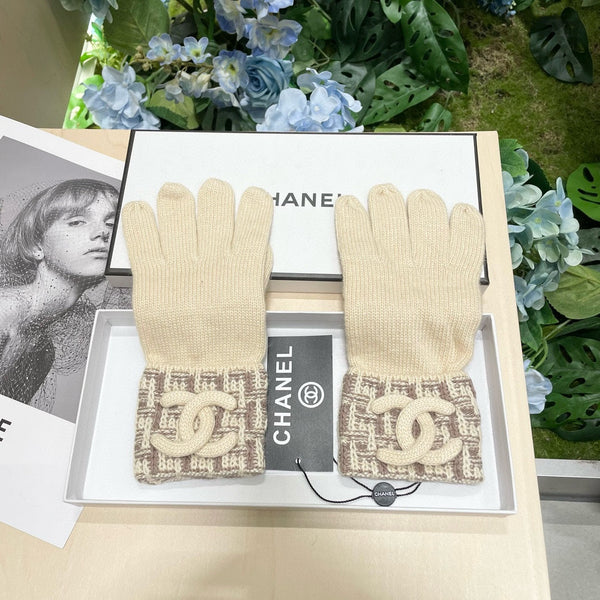 GUANTI IN MAGLIA DI LANA BEIGE BISQUE 462429