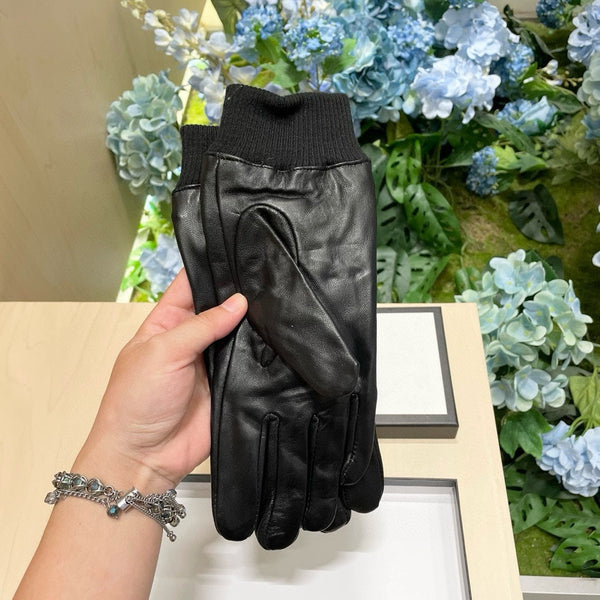 HORSEBIT GLOVES IN BLACK LAMBSKIN MIX WOOL 464975