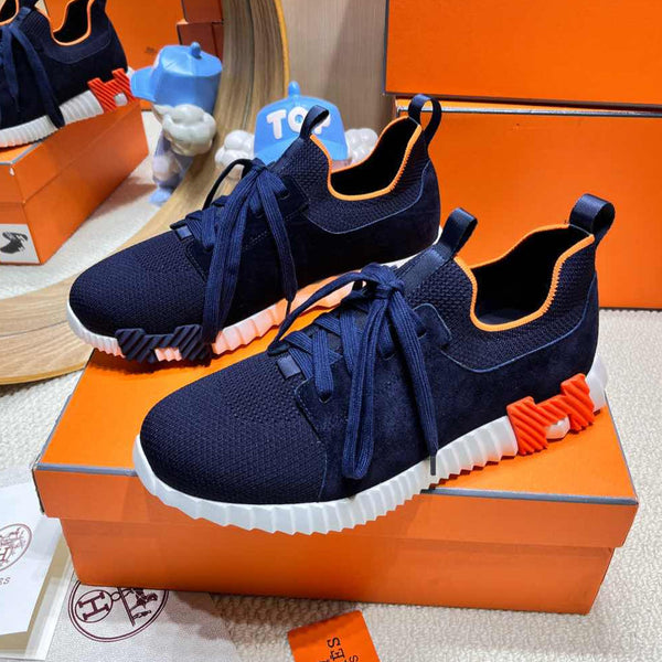 HM Depart slip-on Sneaker Navy Blue Kniited Fabric And Suede 206315