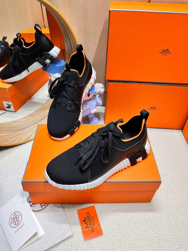 HM Depart slip-on Sneaker Black mix White sole Knitted fabric and Calfskin 206327