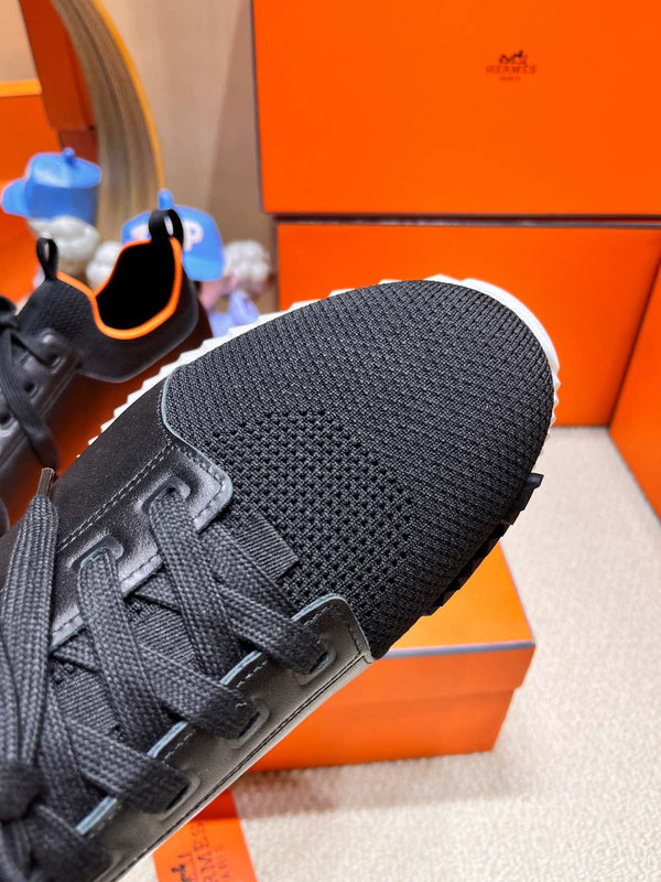 HM Depart slip-on Sneaker Black mix White sole Knitted fabric and Calfskin 206327