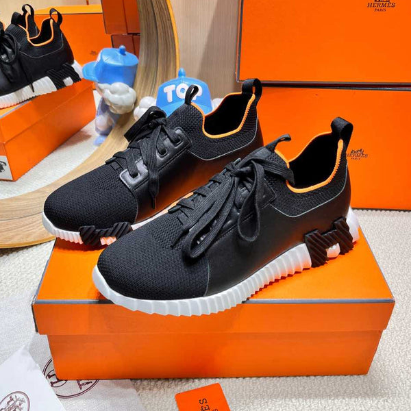 HM Depart slip-on Sneaker Black mix White sole Knitted fabric and Calfskin 206327