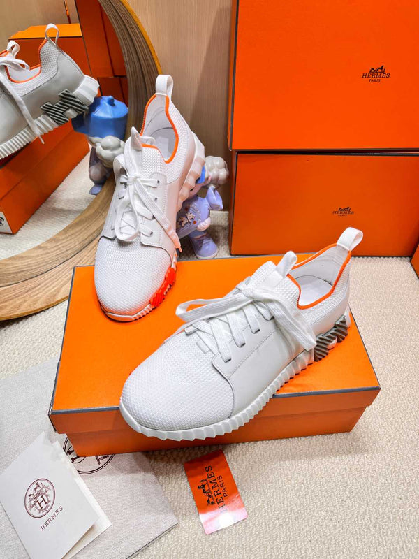 HM Depart slip-on Sneaker White Knitted fabric and Calfskin 206328