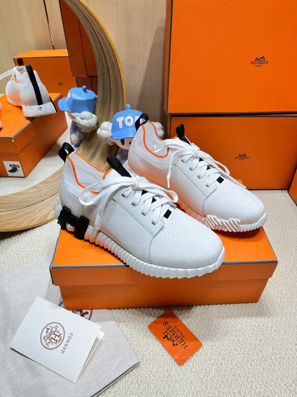 HM Depart slip-on Sneaker White Logo Black Knitted fabric and Calfskin 206335