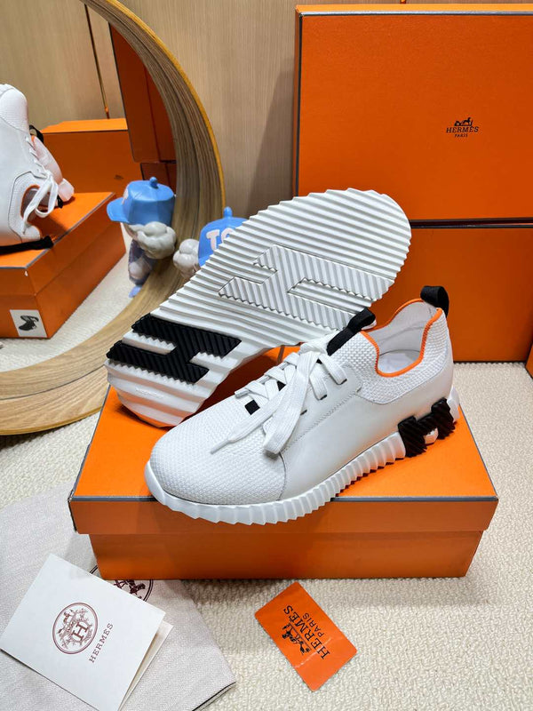 HM Depart slip-on Sneaker White Logo Black Knitted fabric and Calfskin 206335