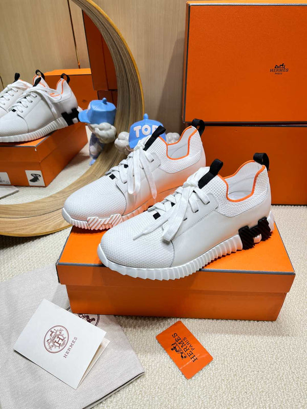 HM Depart slip-on Sneaker White Logo Black Knitted fabric and Calfskin 206335