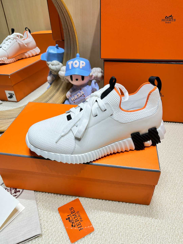 HM Depart slip-on Sneaker White Logo Black Knitted fabric and Calfskin 206335