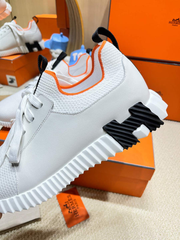 HM Depart slip-on Sneaker White Logo Black Knitted fabric and Calfskin 206335