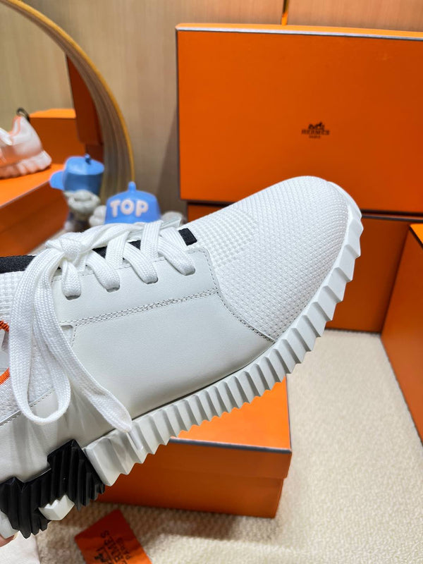 HM Depart slip-on Sneaker White Logo Black Knitted fabric and Calfskin 206335