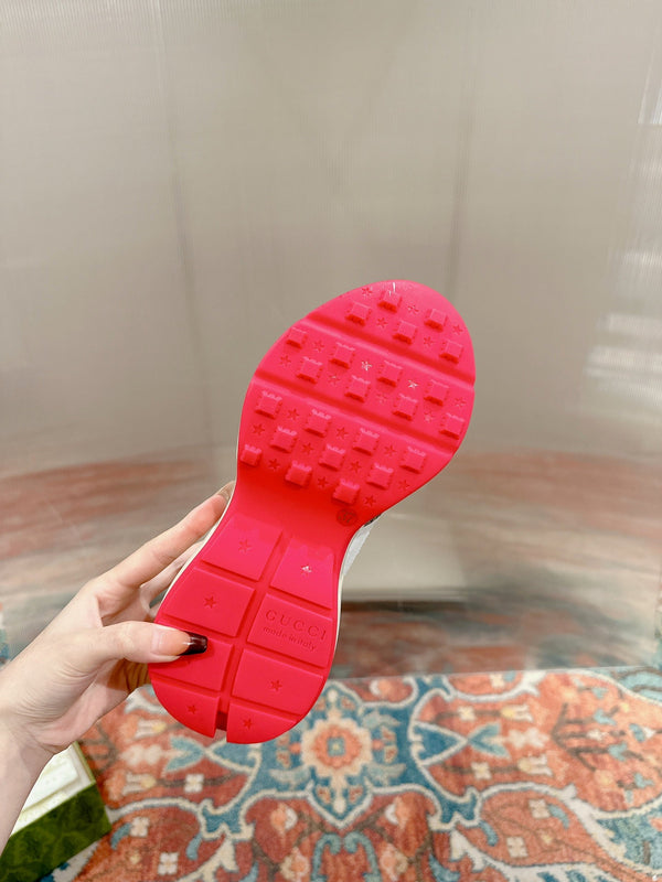 GG RHYTON TRAINER LIGHT BROWN AND LEMON CALFSKIN