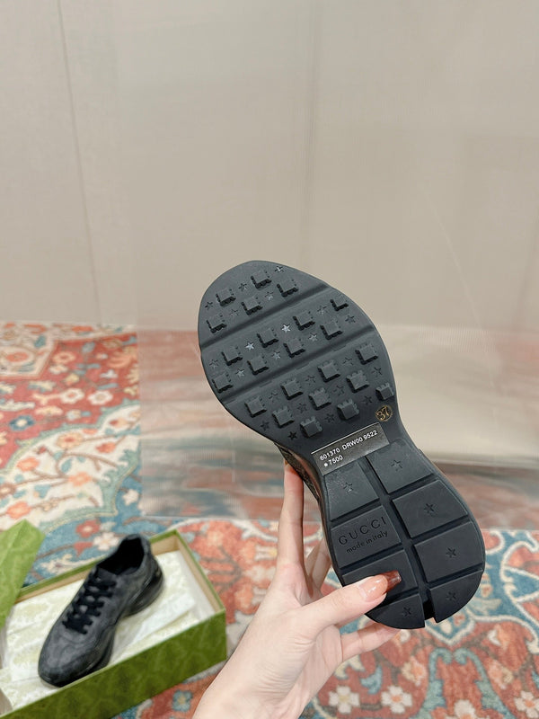 GG RHYTON TRAINER CHARCOAL CALFSKIN