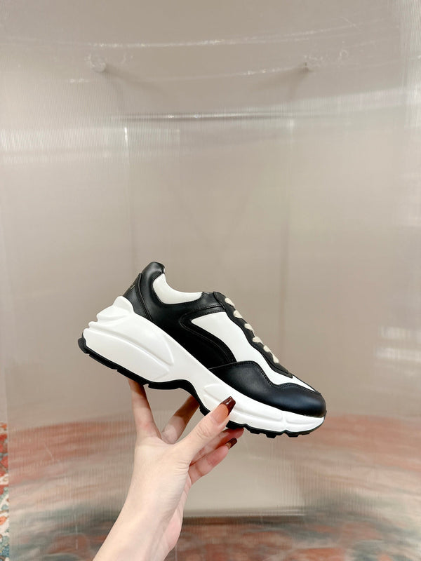 GG RHYTON TRAINER BLACK AND WHITE CALFSKIN