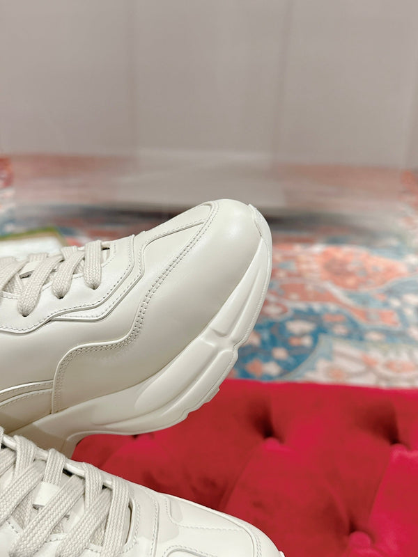 GG RHYTON LOGO TRAINER WHITE CALFSKIN