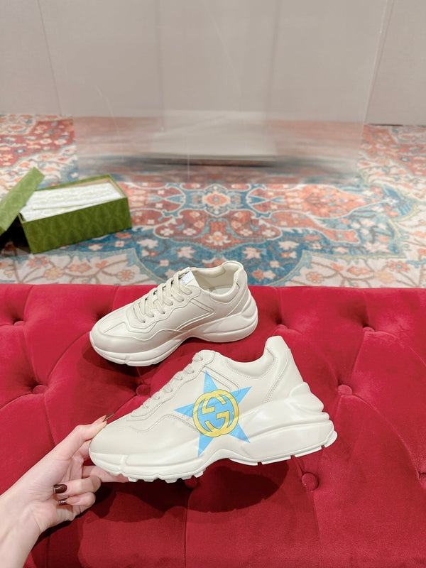 GG RHYTON LOGO TRAINER WHITE CALFSKIN