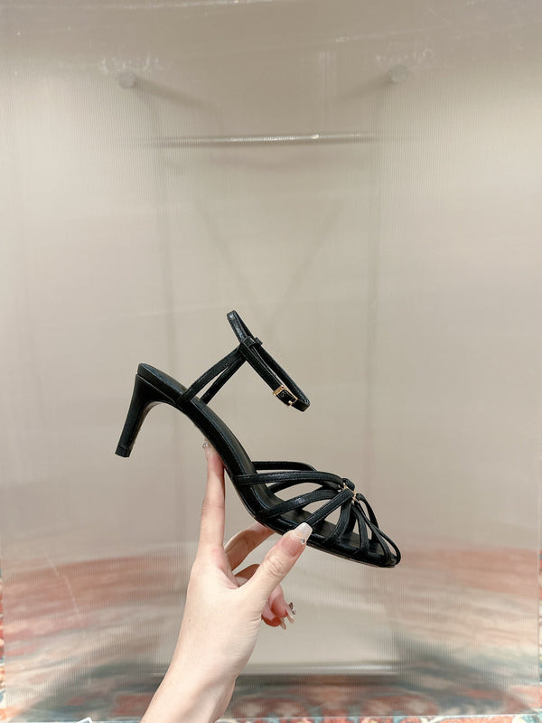 TRIOMPHE SANDAL 85 MM IN BLACK LAMBSKIN