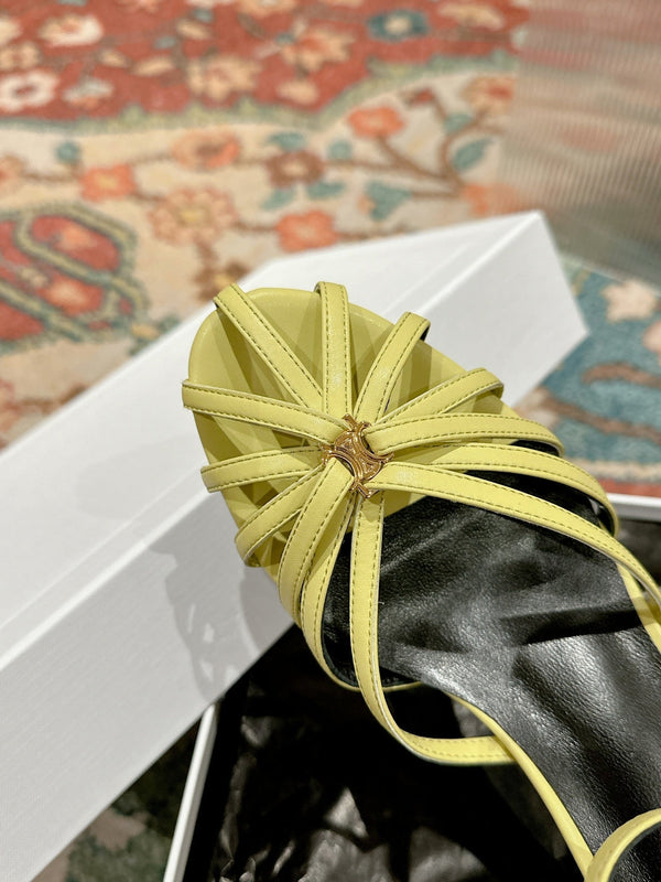 SANDALO TRIOMPHE 85 MM IN PELLE DI AGNELLO GIALLO CHIARO