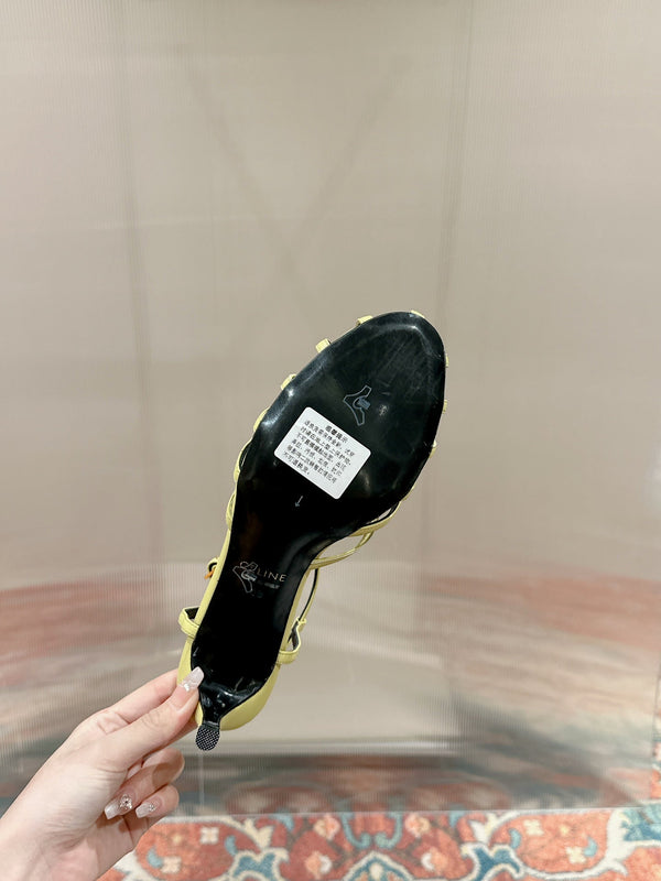 SANDALO TRIOMPHE 85 MM IN PELLE DI AGNELLO GIALLO CHIARO