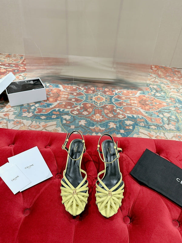 SANDALO TRIOMPHE 85 MM IN PELLE DI AGNELLO GIALLO CHIARO