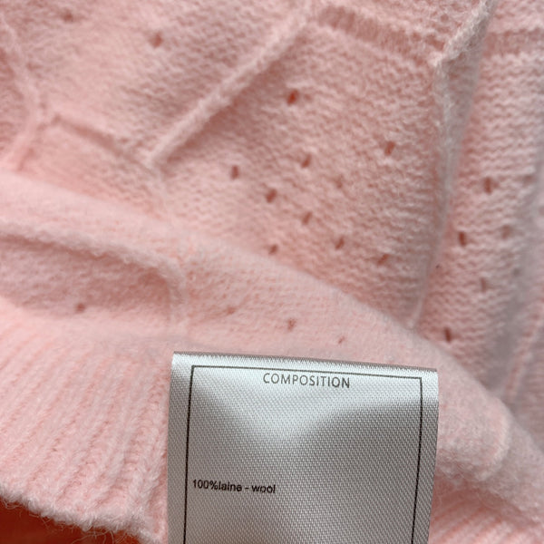 CC 25 Knitted Three-Dimensional Flower Tie Cardigan in Pink 277588