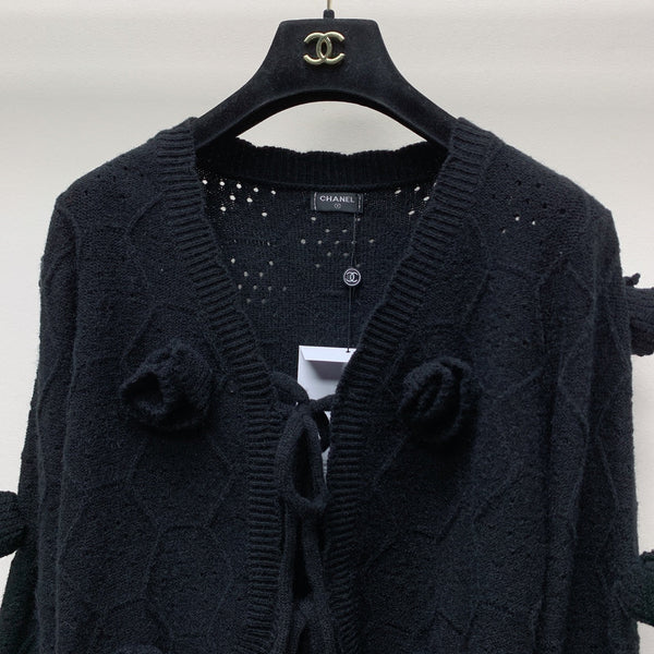 CC 25 Cardigan lavorato a maglia con motivo floreale tridimensionale in nero 277589