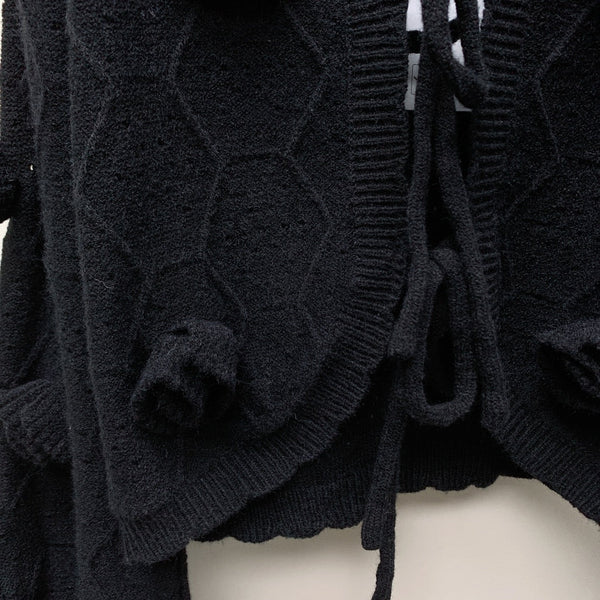 CC 25 Cardigan lavorato a maglia con motivo floreale tridimensionale in nero 277589