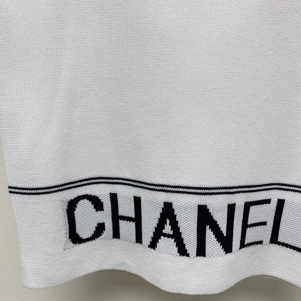 CC 25 Round Neck Knitted Embroidered Logo Vest in White 277575