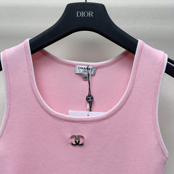 Gilet in maglia con scollo rotondo e logo ricamato CC 25 rosa 277576