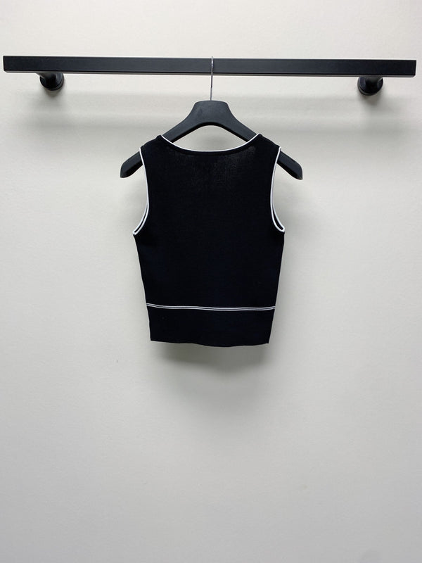 Gilet con logo ricamato in maglia a scollo tondo CC 25 nero 277577