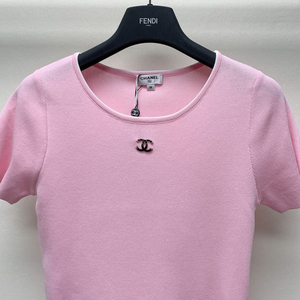 Maglia girocollo in maglia con logo ricamato CC 25 rosa 277580