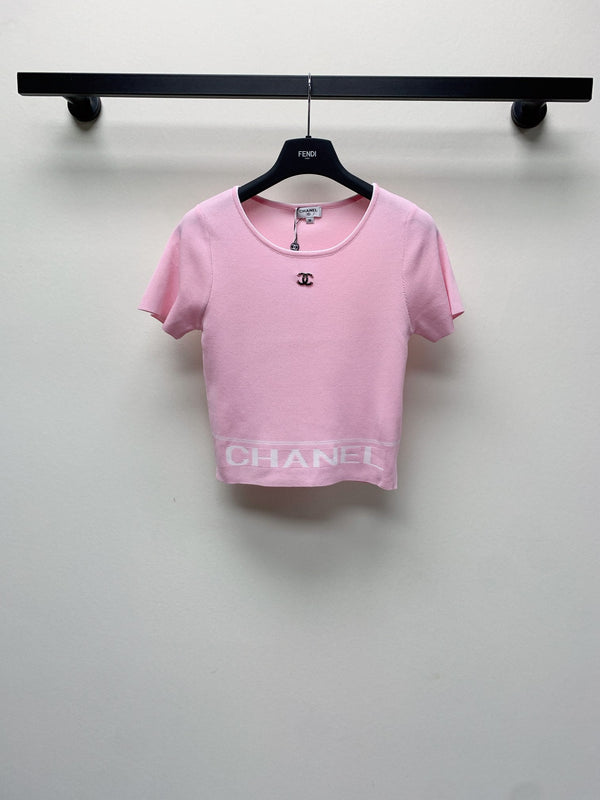Maglia girocollo in maglia con logo ricamato CC 25 rosa 277580