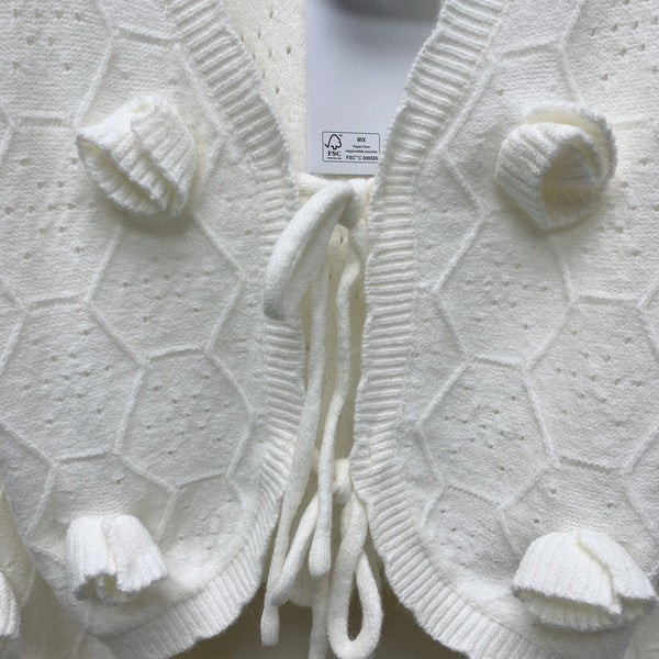 CC 25 Cardigan lavorato a maglia con motivo floreale tridimensionale bianco 277591