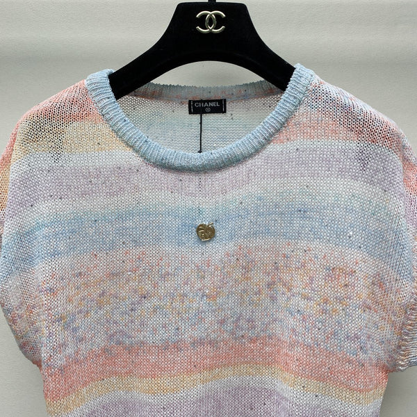 CC 25 Round Neck Contrast Color Stitching Sleeveless T-shirt in Colorful Tencel 277594