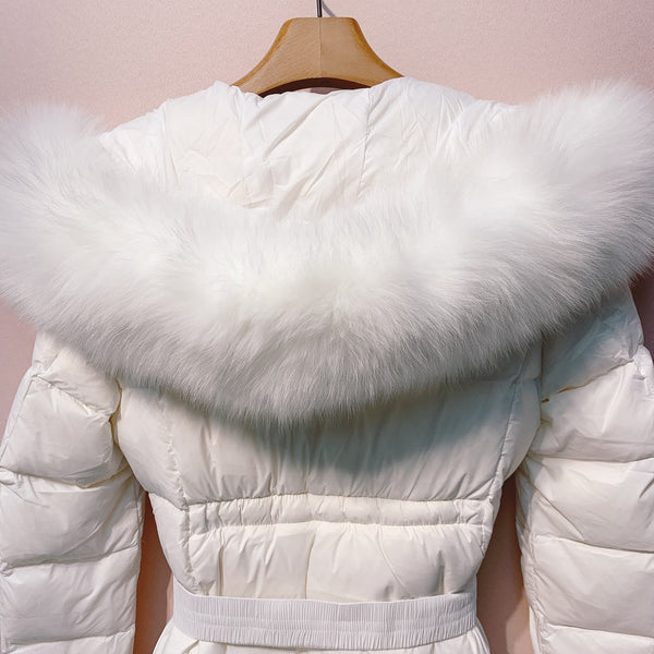Moncler 25 Long Down Jacket With Rabbit Fur Collar 289112