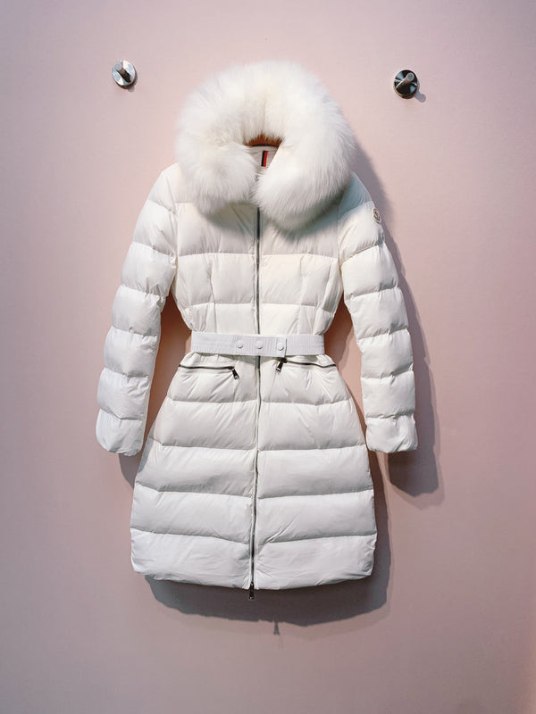Moncler 25 Long Down Jacket With Rabbit Fur Collar 289112