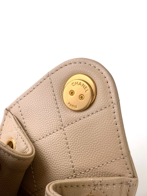 CC 25C Hobo Bags 20cm Beige Grained Calfskin