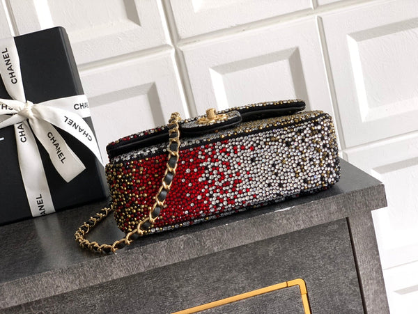 CC Classic Flap Bag 20cm Full Diamond Mutilcolor Calfskin