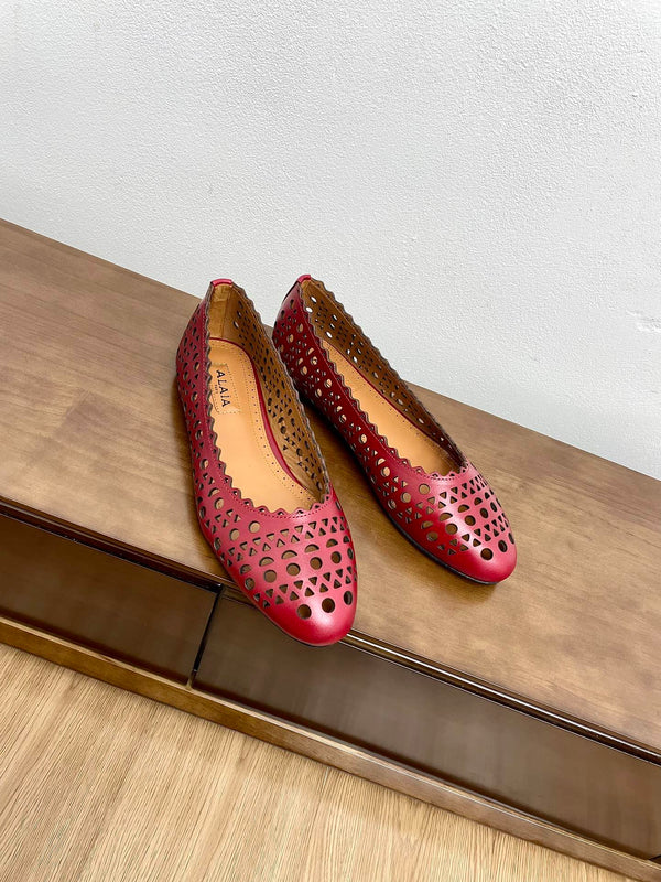 alaia ballerine in pelle di agnello vienne rosso scuro