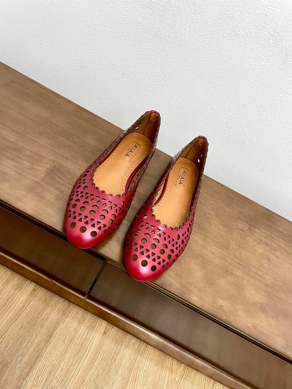 alaia ballerine in pelle di agnello vienne rosso scuro